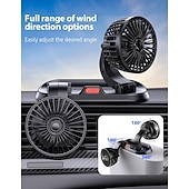 levne Dekorativní světla-Ventilátor do auta s dvojitou hlavicí, USB ventilátor do auta - bezkartáčový motor (modernizovaný z roku 2025), ventilátory do auta, které foukají studený vzduch - 3 rychlosti, 360° rotace, pro