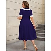 preiswerte Kleider-Retro Vintage 1950er Rockabilly Midlänge A-Linien-Kleid Ausgestelltes Kleid Übergröße Damen Urlaub Heimkehr Party &amp; Abend Erwachsene Kleid Frühling &amp; Sommer