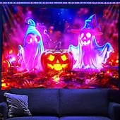 お買い得  ハロウィン壁タペストリー-ハロウィン ブラックライト タペストリー UV反応 暗闇で光る 森 トリッピー 山 霧 墓地 ゴースト 吊り下げ タペストリー 壁アート 壁画 リビングルーム 寝室用