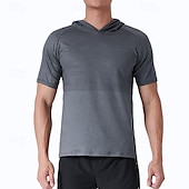 economico Cime-Per uomo Maglia da prestazione Maglietta sportiva Manica Corta Felpa con Cappuccio Top Esterno Asciugatura Rapida Traspirante antiodore Poliestere Patchwork Grigio scuro Blu Grigio chiaro Pesca