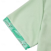 billige Golfpolo for menn-Herre Med Tekstur Golf skjorte Avslappet Virksomhet Klassisk Kortermet Mote Moderne Helfarge Hawaii Knapper Sommer Vår Vår sommer Normal Svart Hvit Grønn Kakifarget Med Tekstur