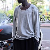 abordables t-shirts de base-Homme T-shirt Chemise à Manches Longues manche longue Col ras du cou Printemps Automne Uni Mode Designer Basique Classique Vacances Rue Sortir Noir Blanche Bleu T-shirt haut de gamme pour homme