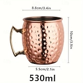 cheap Drinkware-16oz Hammered Copper Moscow Mule Mug, Single Cup with 304 Stainless Steel Lining and Brass Handle, for Cold Drinks, Beer, Wine, Bar, Party, Gift