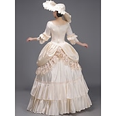 abordables Robes-ancien Rococo Renaissance Maxi Robe Normal Juliette Princesse Mariée Plissé Volanté Princesse Col rond Déguisement Femmes Halloween Carnaval Mascarade Soirée Halloween Performance Adultes