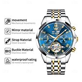 abordables Relojes mecánicos-OLEVS Hombre Relojes Mecánico Al Aire Libre Moda Reloj Casual Reloj de Muñeca Cuerda Automática Pantalla de fase lunar Luminoso Calendario perpetuo Acero Reloj