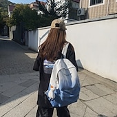 abordables Sacs à dos de Collège-Sac à dos dégradé esthétique pour adolescentes – cartable léger avec porte-clés canard mignon, cartable pastel doux pour la rentrée ou un usage quotidien