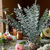 Недорогие Искусственные растения и цветы-50 пучков искусственных стеблей эвкалипта, реалистичная искусственная зелень для свадебных букетов, центральных композиций, декора дома и офиса, уличных композиций, украшений для вечеринок и