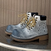 abordables Bottes de randonnée-Bottines à lacets en daim vert pour homme – chaussures de travail vintage pour l&#039;extérieur, idéales pour la randonnée automnale, le jardinage et le quotidien