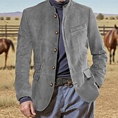 preiswerte Faux-Suede-Jacken-Herren Imitat-Lederjacke Urlaub Täglich Winddicht Warm Tasche Herbst Winter Einfach Mode Klassisch Stehkragen Regulär Hellkaki Schwarz Blau Khaki Armeegrün Jacken