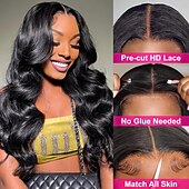 baratos Perucas de seda frontais de cabelo natural-Use e vá peruca sem cola cabelo humano pré-arrancado pré-cortado 4x4 hd onda do corpo perucas de renda frontal cabelo humano 180% densidade perucas com cabelo de bebê cabelo humano virgem brasileiro