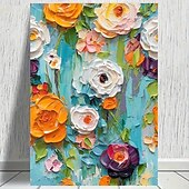 preiswerte Botanische Drucke-ein rahmenloses, modernes Leinwandgemälde mit farbenfrohen Blumen, perfekt zur Dekoration von Wohn- und Schlafzimmern.