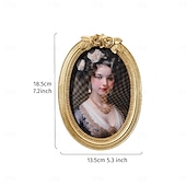 cheap Picture Frames-Gold 3D Rose Oval Decorative Photo Frame, European Style Elegant Gold Tabletop Frame, Warm Home Decor for Photo Display and Photography Props