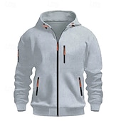 economico felpe con cappuccio da uomo di base-Per uomo Felpa con cappuccio Felpa con cappuccio a zip intera Nero Bianco Vino Blu marino Blu Reale Con Cappuccio Semplice Con zip Tasca Sport &amp; Outdoor Quotidiano Ferie Poliestere Streetwear