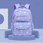 economico Zaini per Bambini e Adolescenti-Zaino scolastico stampato per bambine con ciondolo a forma di cuore con cerniera, zaino multitasche leggero e impermeabile per studenti delle scuole elementari e medie, disponibile in rosa, viola, blu e beige