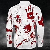 economico Magliette di Halloween-Halloween Per uomo Schizzi di sangue impronta digitale Macchie di sangue Camicia Camicia con Bottoni Manica Lunga Gotico punk oscuro Ferie Abbigliamento casual alla moda Estate Primavera Collo