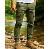 abordables Fondos-Hombre Pantalones cargo Pantalones para senderismo Primavera Otoño Al aire libre Ajuste regular Impermeable Resistente al Viento Prendas de abajo Bolsillo Negro Verde Ejército Algodón Camping