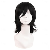 abordables Perruques de fête-Perruque synthétique courte de 14 pouces/35 cm avec queue de loup et frange latérale pour cosplay