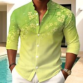 economico Modello di piante-Per uomo Stampa Floreale Fiori Camicia Camicia con Bottoni Camicia con colletto alla coreana Manica Lunga Moda Casual All&#039;aperto Vacanza Quotidiano Primavera Autunno Collo alla coreana Colletto alla