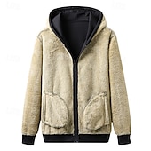 economico felpe in pile-Per uomo Felpa con cappuccio Felpa con cappuccio a zip intera Felpa con cappuccio in pile Nero Grigio chiaro Grigio scuro Con Cappuccio Semplice Con zip Tasca Frontale Sport &amp; Outdoor Casuale