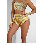 preiswerte Unterteile-Retro Vintage 1980er Glänzend Metallisch Shorts Hotpants Disco Einfarbig Kostüm Damen Karnevalskostüm Karneval Club Pride Parade Pride-Monat Erwachsene Shorts