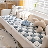 economico Copridivano-Copridivano per letto con motivo scozzese quadrato color crema, per cani e gatti
