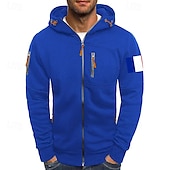 abordables sweats à capuche basiques pour hommes-Homme Sweat à capuche Sweat à capuche zippé intégral Veste de survêtement Noir Blanche Vin Vert Véronèse bleu marine À capuche Uni Zip Up Patchwork Poche Avant Sport &amp; Loisir Occasionnel Quotidien