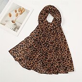 abordables Châles et étoles femme-Foulard Rectangulaire Écharpes pour femmes Écharpes en mousseline de soie Femmes Rue Quotidien Date Brun Écharpe Léopard