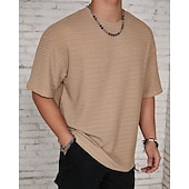 abordables t-shirts de base-Homme T-shirt Chemise à manches courtes Manche Courte Col ras du cou Été Uni Mode Designer Basique Jacquard Vacances Rue Sortir Noir Blanche Kaki T-shirt haut de gamme pour homme