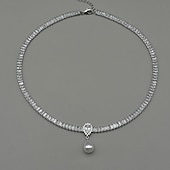 رخيصةأون السلاسل-قلادات ضيقة اللؤلؤ أحجار الراين نسائي أنيق موضة فني خرز زفاف قطرات قلادة من أجل زفاف مناسب للحفلات مناسب للبس اليومي