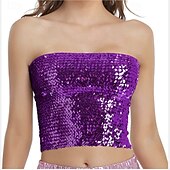 levne Topy-Retro 80. léta Lesklá metalíza Trubkový top Disko Flitry Pevná barva Dámské Karnevalový kostým Karneval Klub Pride Parade Měsíc hrdosti Dospělé Vrchní deska