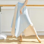 baratos Roupa de Dança Latina-leggings com saia para mulheres, calças de ioga, leggings elásticas para dança de balé, meia-calça de chiffon com saia para balé latino, salsa e tango