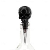 economico Halloween Cucina-Tappo per bottiglia con teschio di Halloween, 3D, nero, a forma di scheletro, creativo, stile gotico, per bottiglie di vino in vetro, accessori per feste, decorazioni per la casa e la cucina.