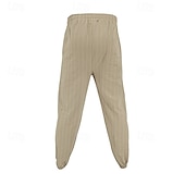 abordables Día festivo-Hombre Pantalones de lino y algodón Pantalones deportivos Pantalones de Deporte Persona que practica jogging Pantalones Bolsillo Cintura elástica Correa A Rayas Comodidad Deporte Diario Moda Casual