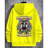 baratos Menino 3D Esportes &amp; Jogo-Moletom casual com capuz para meninos com estampa abstrata engraçada de Tung Tung Tung Saur, manga comprida, moda primavera outono, streetwear, crianças de 4 a 12 anos, com capuz, para atividades ao