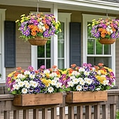 economico Fiore finti-10 fiori artificiali da esterno, decorazioni floreali in plastica, bouquet di margherite artificiali resistenti ai raggi UV, arbusti di fiori artificiali per casa, hotel, ufficio, feste di matrimonio,