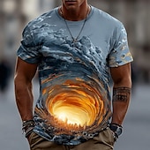 preiswerte 3D-T-Shirts-Herren Optische Täuschung Abstrakt 3D T Shirt Kurzarm T-Shirt 3D-Druck Rundhalsausschnitt Hemd Übertrieben Designer Party Straße Lässig Gelb Rote Blau Sommer Frühling Ganzjahres Bekleidung S M L XL