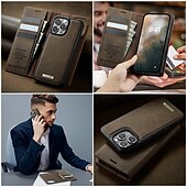cheap iPhone Cases-Phone Case For iPhone 16 iPhone 15 iPhone 14 13 12 11 Pro Max Plus Flip Cover Detachable Magnetic Support Wireless Charging TPU PU Leather