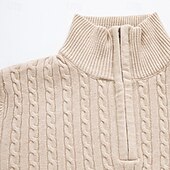 preiswerte Herrenpullover-Herren Pullover Pullover mit Viertelreißverschluss Strickpullover Zopfmuster Stricken Normale Oberteile Gestrickt Einfach Viertelreißverschluss Mode Lässig Urlaub Alltagskleidung Bekleidung Herbst