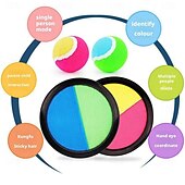 economico Articoli per la casa-Set di gioco con palla appiccicosa con pagaia a ventosa, giocattolo colorato in plastica da lanciare e catturare per il divertimento in famiglia, attrezzatura sportiva interattiva all&#039;aperto per