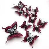 billige Halloween-Dobbeltlags hodeskalle rose halloween 3d tredimensjonal sommerfugl hjemmedekorasjonsklistremerker