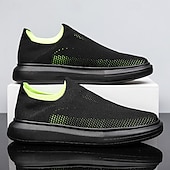cheap Slip-On Casual Shoes-Men's Slip-On Knit Walking Sneakers – Lightweight Breathable Casual Shoes for Travel, Gym &amp; Daily Wear