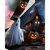 tanie Dziewczęce kostiumy na Halloween-Halloween Dziewczyny &#039; 3D Graficzny Dynia Duch Sukienka Długi rękaw Lato Wiosna Urlop Codzienny Święto Księżniczka Piękny Słodkie Dzieci 4-12 lat Codzienne sukienki Sukienka A line Do kolan Regularny
