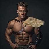 preiswerte Rüstung-Retro Vintage Mittelalterlich Renaissance Rüstung Schulterpanzer Krieger Wikinger Herren Vikinger Halloween Karneval Leistung Party LARP Erwachsene Schulterpanzer