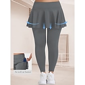 abordables Leggings lisos-Mujer Tallas Grandes pantalones Polainas Mallas De Deporte Longitud total Cintura Media Plano Bolsillos laterales 2 en 1 Confortable Levantamiento de tope Control de barriga Yoga Casual Diario Gris
