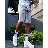 baratos Shorts de moletom-Homens calções atléticos Shorts de moletom Calção Shorts de verão Bolsos Cintura elástica Com Cordão Bloco de cor Conforto Respirável Curto Ao ar livre Esportes Clássico Casual Preto Amarelo