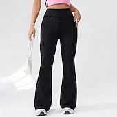 זול חותלות וגרביונים ליוגה-בגדי ריקוד נשים טייץ שלושת רבעי חותלות יוגה כיס בקרת בטן מותניים גבוהים חדר כושר ריקוד אתלטיקה תחתיות צבע אחיד שחור סתיו ספורט לבוש אקטיבי גזרה צמודה