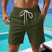 cheap Casual Shorts-Men&#039;s Shorts Summer Shorts Casual Shorts Corduroy Shorts Pocket Elastic Waist Drawstring Plain Comfort Breathable Short Outdoor Vacation Sport Casual Black White Micro-elastic