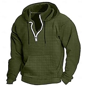 baratos hoodies básicos dos homens-Homens Moletom Moletons Waffle Moletom com capuz Quarter Zipper Hoodie Moletom Tático Preto Branco Vinho Azul Marinha Verde Com Capuz Tecido Bolsos Desportos e Ar livre Diário Streetwear Básico