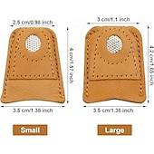 abordables coser y tejer y ganchillo-4 dedales de cuero para coser a mano, acolchado, protectores de dedos de cuero, alfileres, agujas, accesorios para manualidades de tejido, herramientas de costura DIY, 2 tamaños