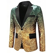 baratos Blazers Clássicos Masculinos-Homens Blazer O negócio Coquetel Festa de Casamento Moda Casual Primavera Outono Poliéster Gradiente Bolsos Botões Confortável Não Trespassado Jaqueta esporte Prata Azul Verde Escuro Roxo